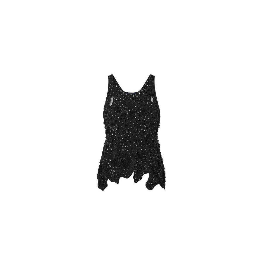 Women Louis Vuitton Tops | Sheer Detail Beaded Tank Top