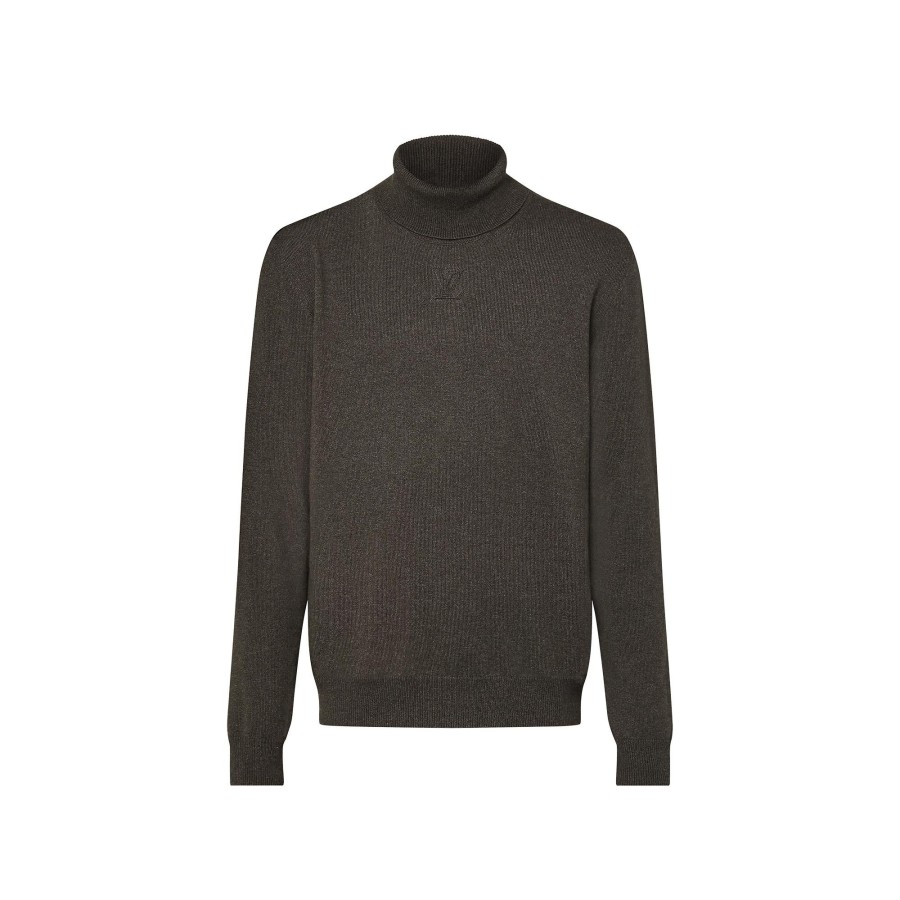 Men Louis Vuitton Knitwear And Sweatshirts | Lvse Lv Embossed Turtle Neck Khaki