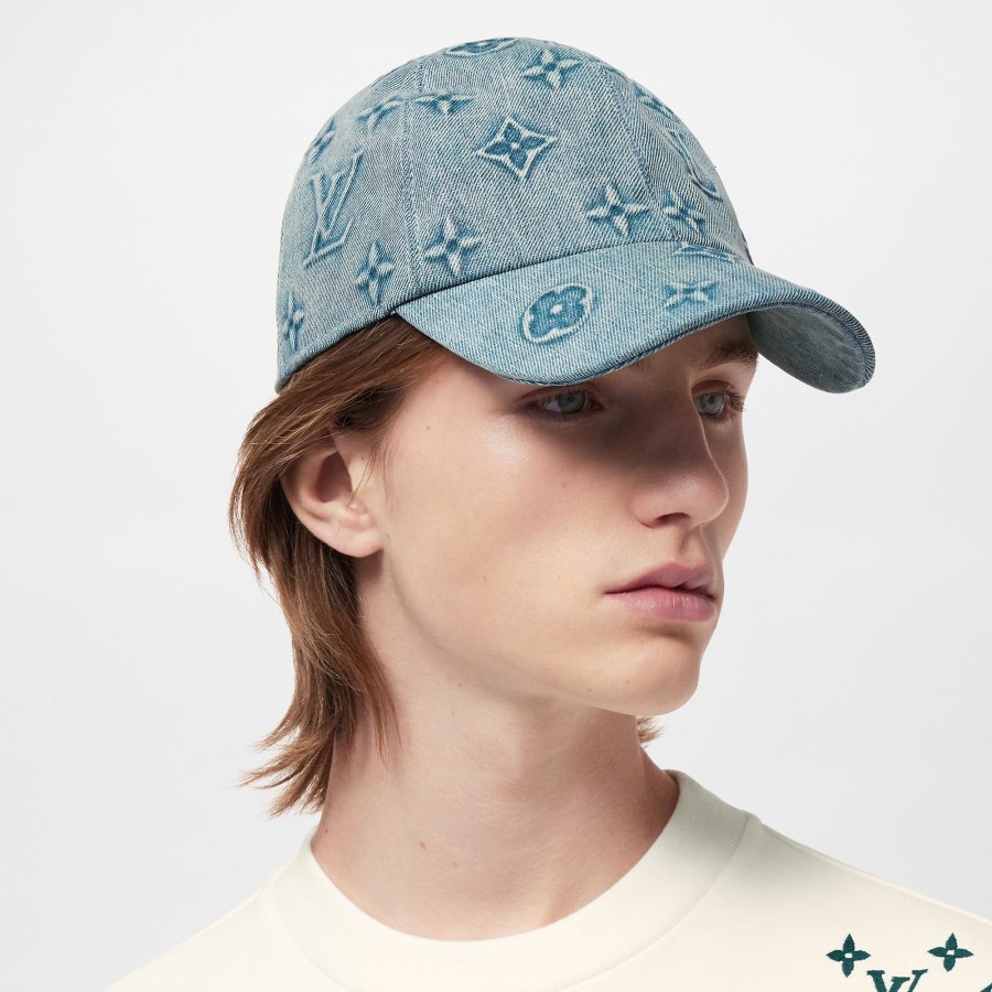 Men Louis Vuitton Hats And Gloves | Monogram Washed Denim Cap