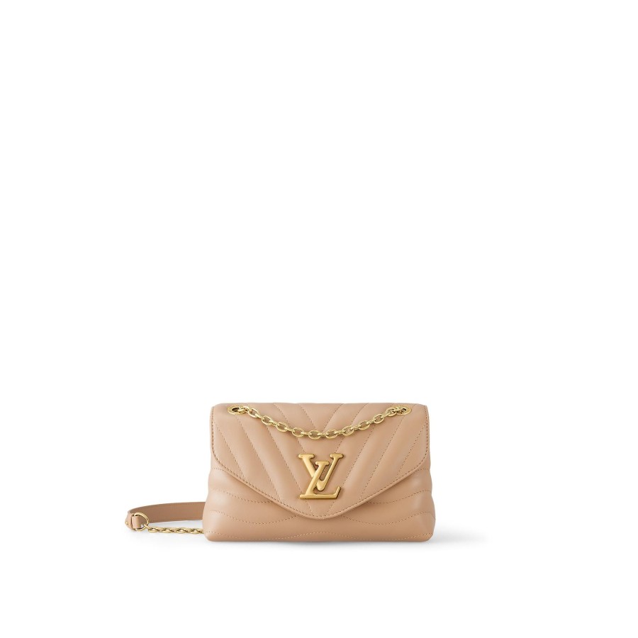 Women Louis Vuitton Leather Bags | New Wave Chain Bag Mm Noisette