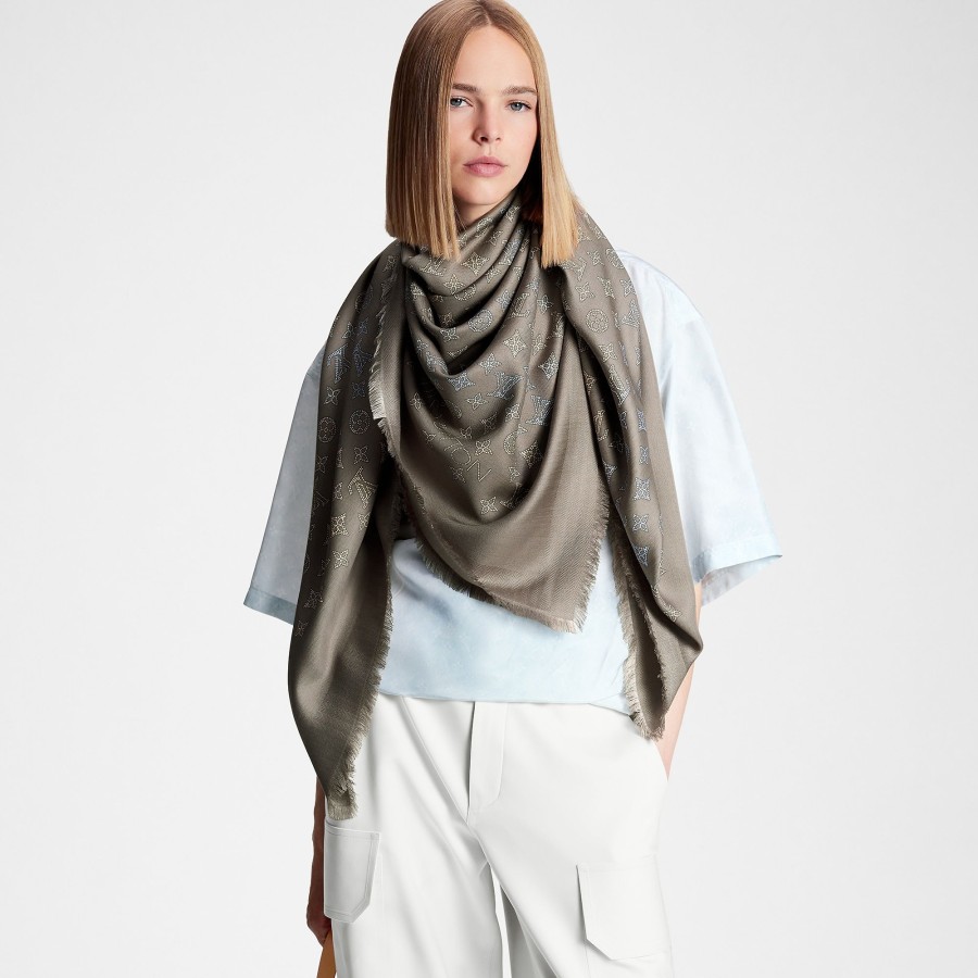 Women Louis Vuitton Shawls And Stoles | Flight Mode Mahina Cloudy Flowers Shawl