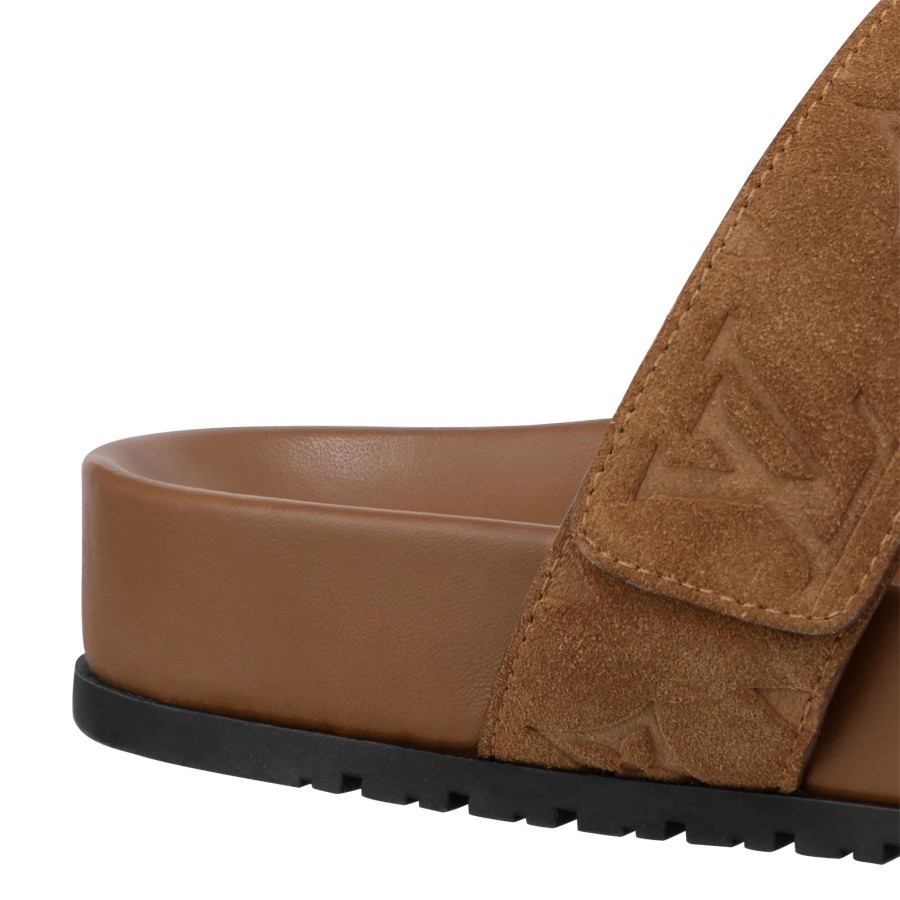 Women Louis Vuitton Mules And Slides | Bom Dia Flat Comfort Mule Cognac