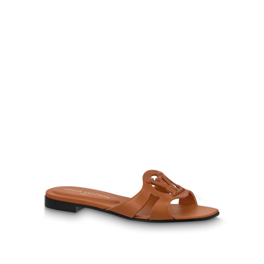 Women Louis Vuitton Sandals And Espadrilles | Lv Isola Flat Mule Cognac