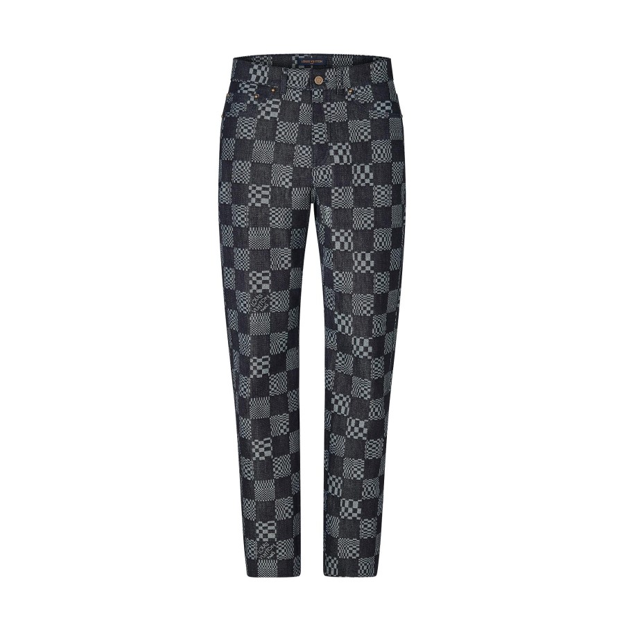 Men Louis Vuitton Pants | Distorted Damier Denim Pants