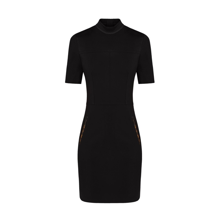 Women Louis Vuitton Dresses | Short Sleeved High Neck Fitted Dress