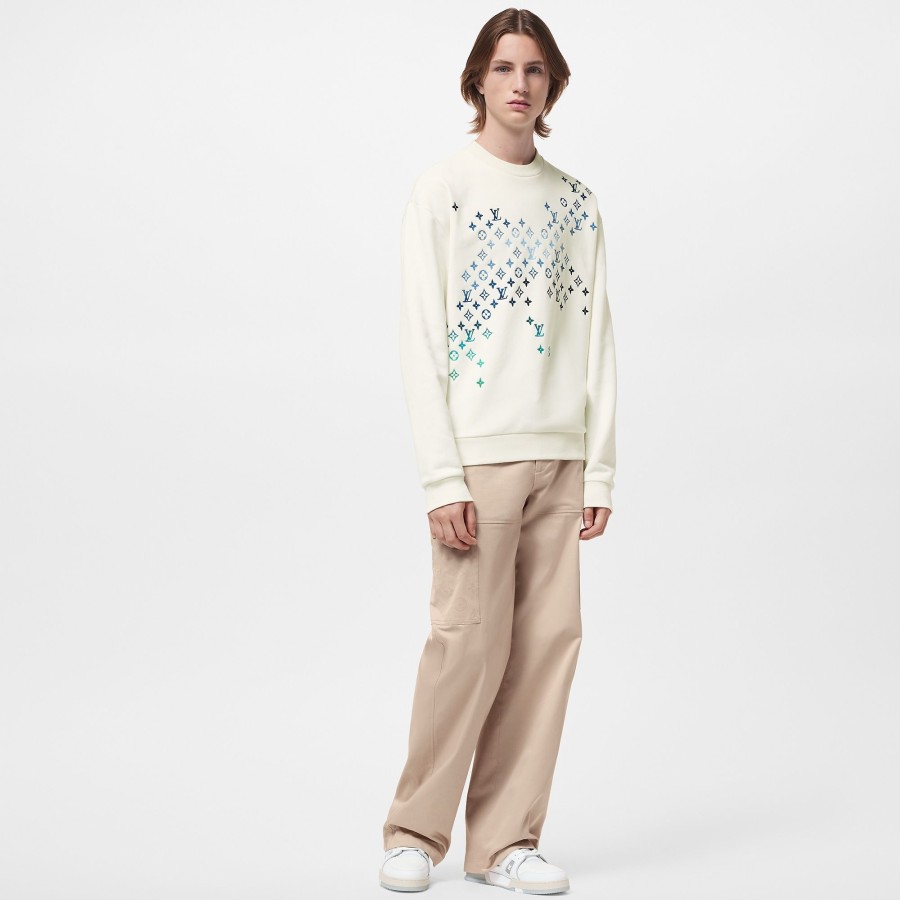 Men Louis Vuitton Knitwear And Sweatshirts | Embroidered Cotton Sweatshirt Milk White