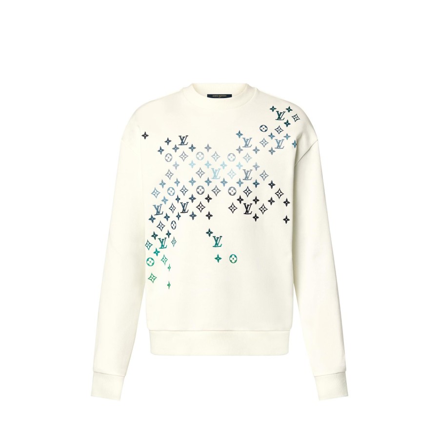 Men Louis Vuitton Knitwear And Sweatshirts | Embroidered Cotton Sweatshirt Milk White