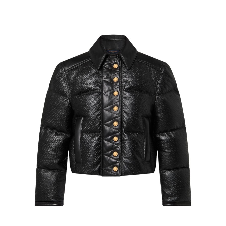 Women Louis Vuitton Coats And Jackets | Monogram Leather Padded Boxy Jacket