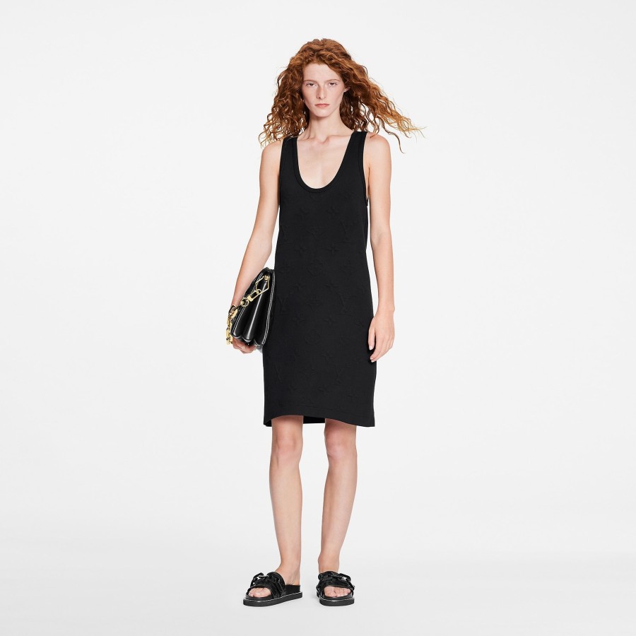 Women Louis Vuitton Knitwear | 3D Monogram Tank Dress Noir Blanc