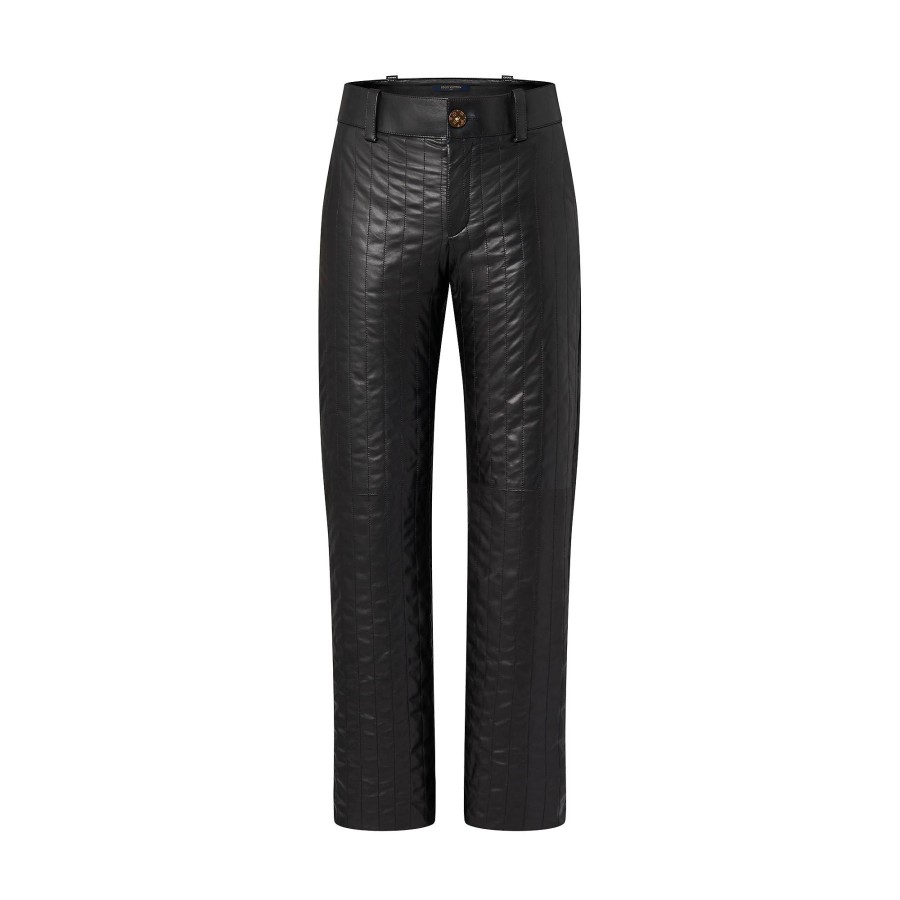 Women Louis Vuitton Pants | Pinstripe Leather Pants Black