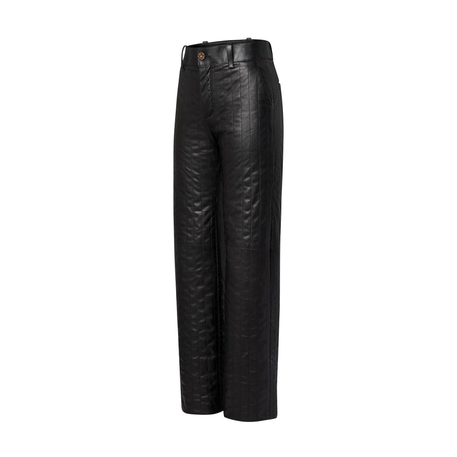 Women Louis Vuitton Pants | Pinstripe Leather Pants Black