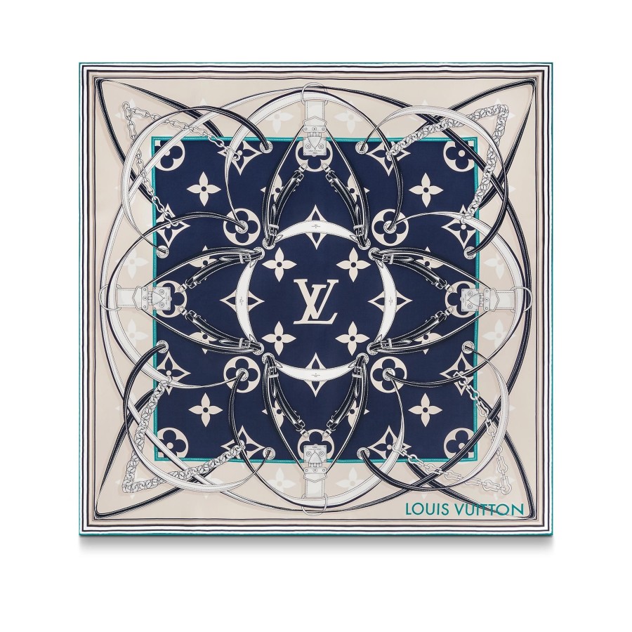 Women Louis Vuitton Silk Squares And Bandeaus | Ultimate Monogram Square 90 Bleu Marine