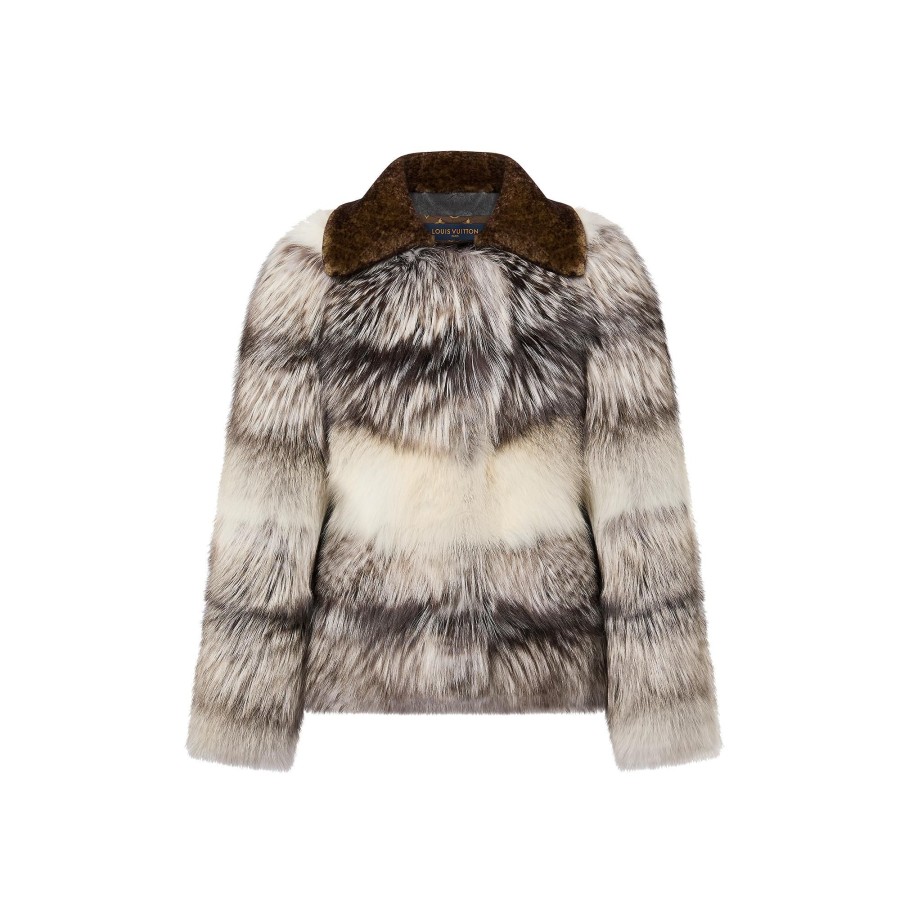 Women Louis Vuitton Coats And Jackets | Chunky Stripes Fox Fur Coat