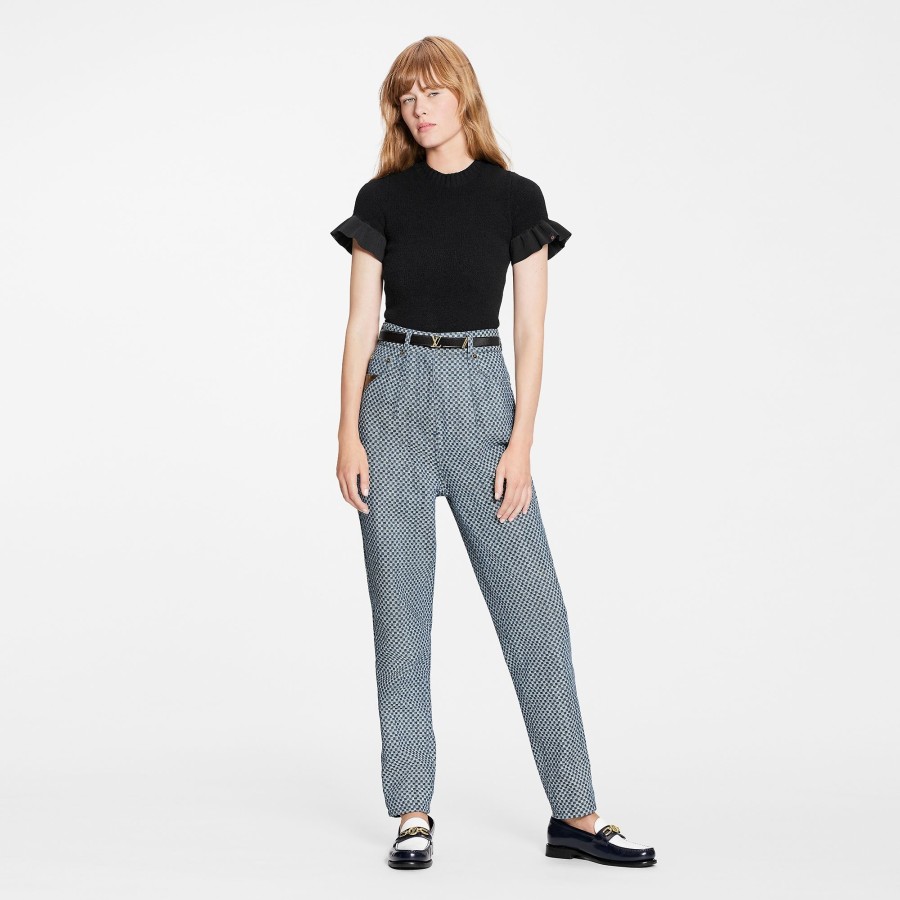 Women Louis Vuitton Pants | Mini Checkerboard Denim Carrot Pants