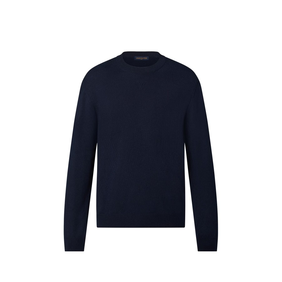 Men Louis Vuitton Knitwear And Sweatshirts | Lvse Lv Embossed Crewneck Blue