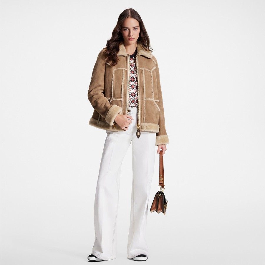 Women Louis Vuitton Coats And Jackets | Topstitched Shearling Coat