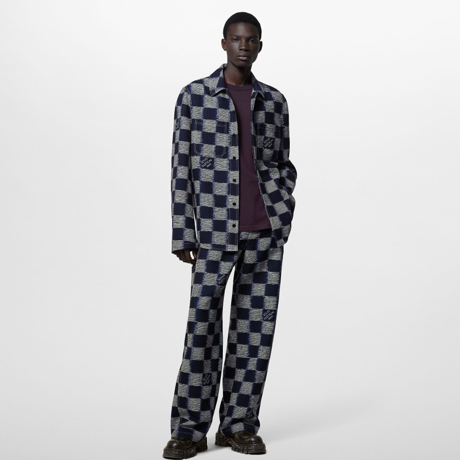 Men Louis Vuitton Shirts | Damier Wool Overshirt