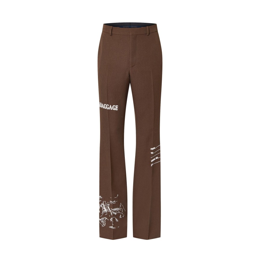 Men Louis Vuitton Pants | Embroidered Tailored Wool Pants