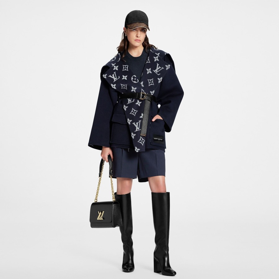 Women Louis Vuitton Coats And Jackets | Flap Pocket Hooded Wrap Coat