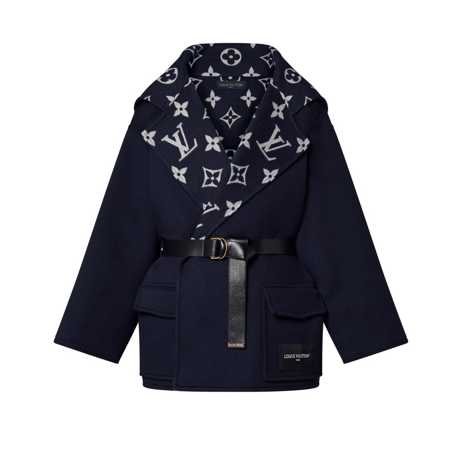 Women Louis Vuitton Coats And Jackets | Flap Pocket Hooded Wrap Coat