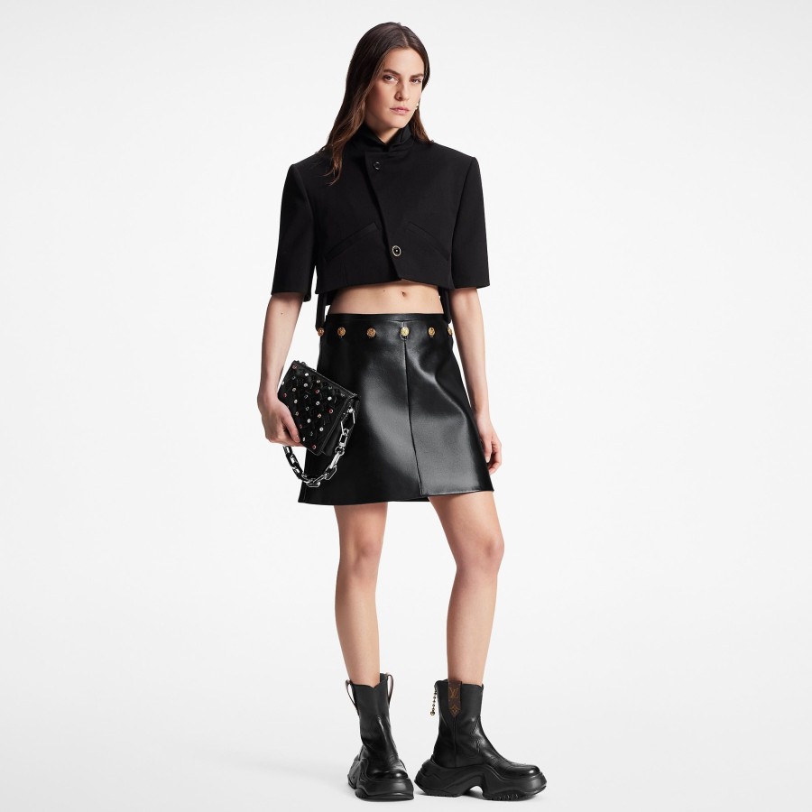 Women Louis Vuitton Skirts And Shorts | Button Waist Leather Mini Skirt