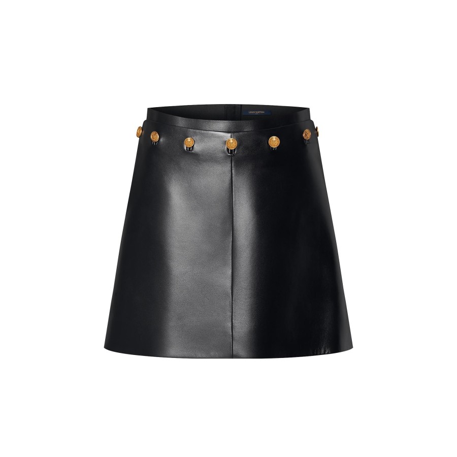 Women Louis Vuitton Skirts And Shorts | Button Waist Leather Mini Skirt