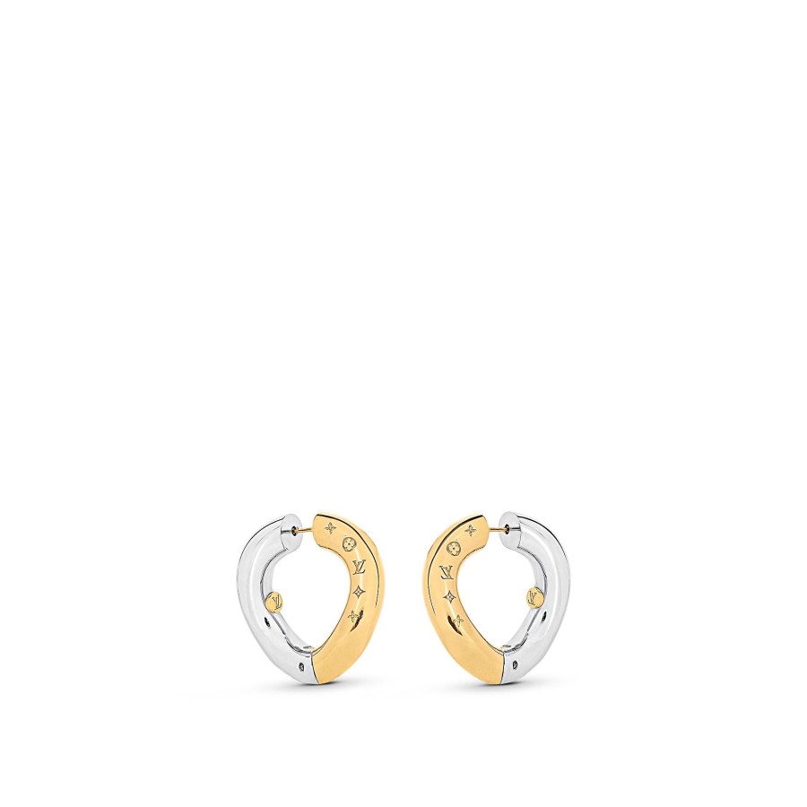 Women Louis Vuitton Earrings | Wave Hoops Earrings Golden