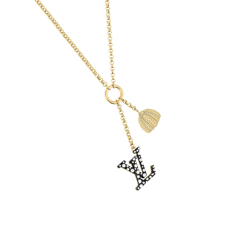 Women Louis Vuitton Necklaces And Pendants | Lv X Yk Lv Iconic Infinity Dots Necklace Black White