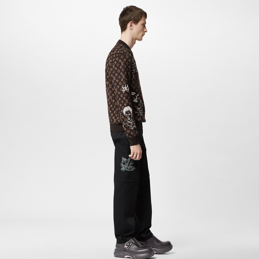 Men Louis Vuitton Pants | Embroidered Technical Cotton Cargo Pants