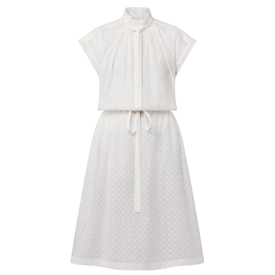 Women Louis Vuitton Dresses | Monogram Fil Coupe Lavaliere Collar Dress