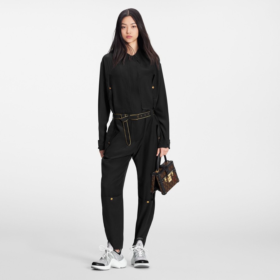 Women Louis Vuitton Pants | Fluid Silk Utility Jumpsuit