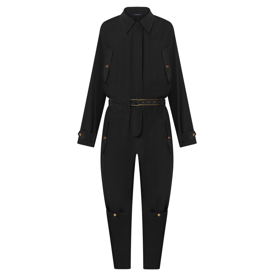 Women Louis Vuitton Pants | Fluid Silk Utility Jumpsuit