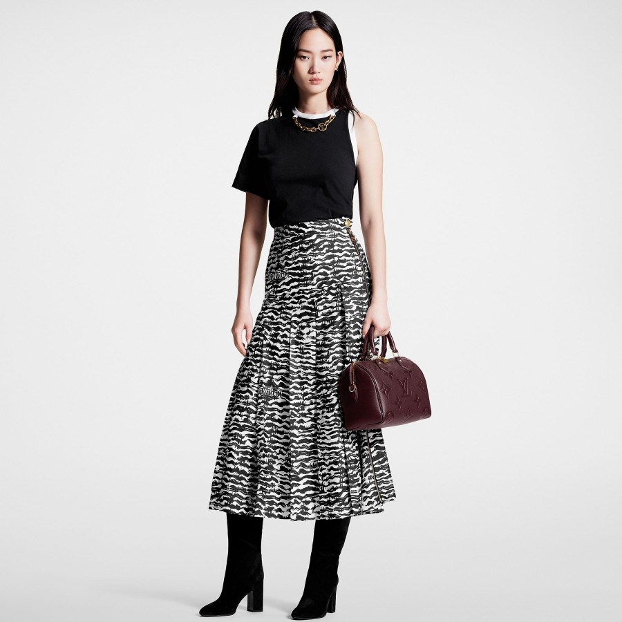 Women Louis Vuitton Skirts And Shorts | Ink Tiger Asymmetrical Pleat Midi Skirt