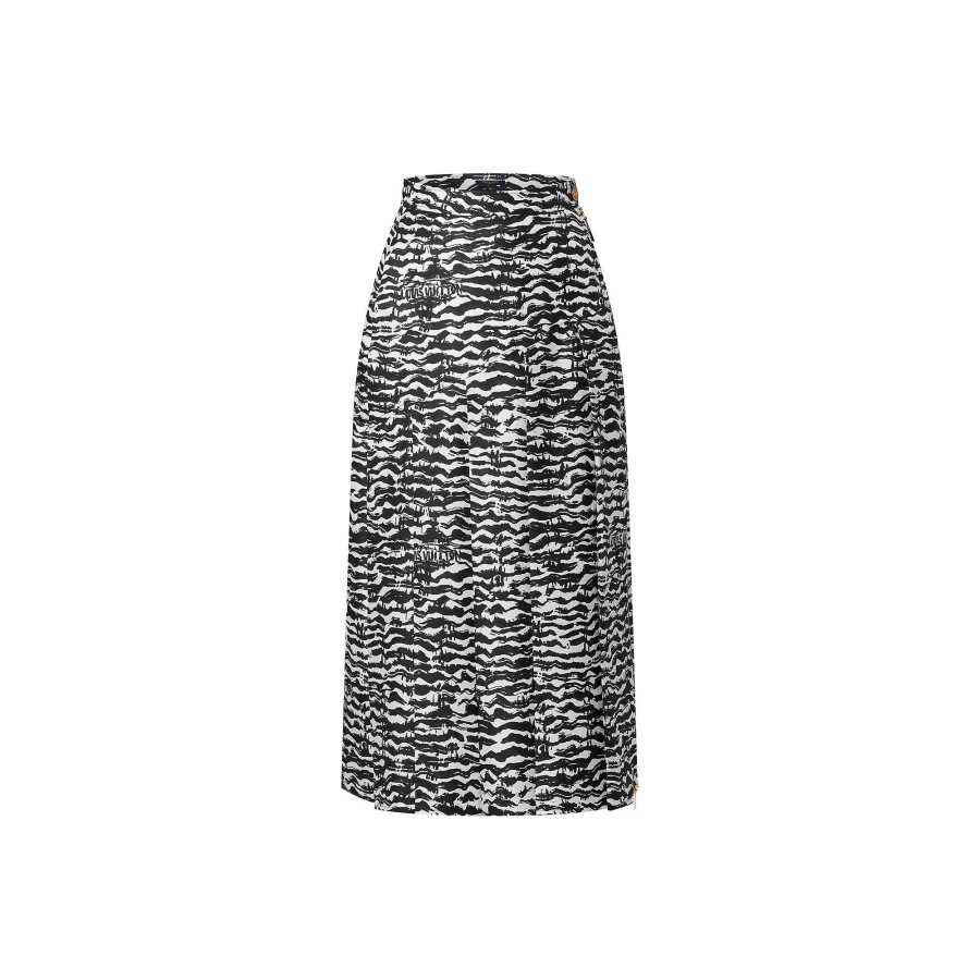 Women Louis Vuitton Skirts And Shorts | Ink Tiger Asymmetrical Pleat Midi Skirt