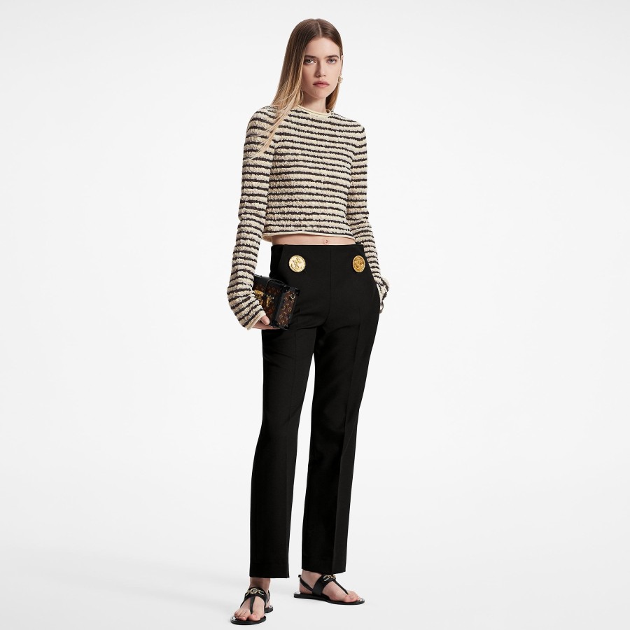 Women Louis Vuitton Pants | Oversized Anchor Button Dressy Pants