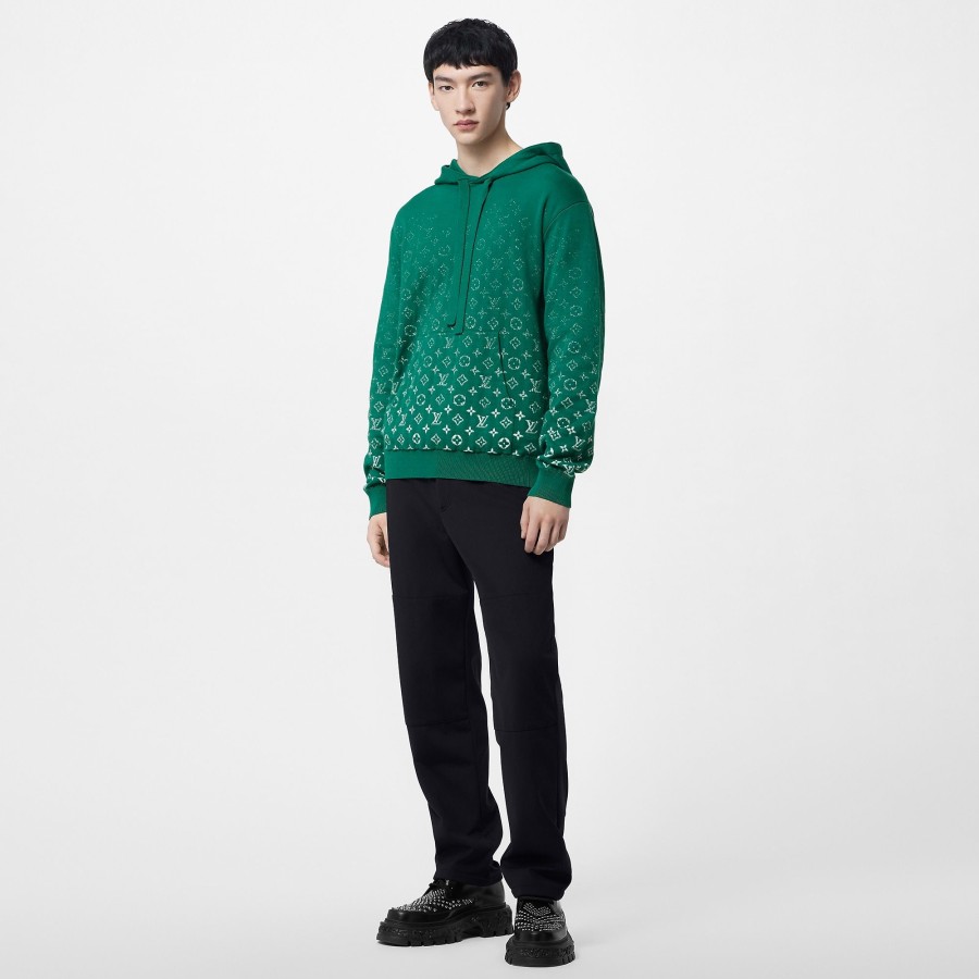 Men Louis Vuitton Knitwear And Sweatshirts | Monogram Gradient Cotton Hoodie Green