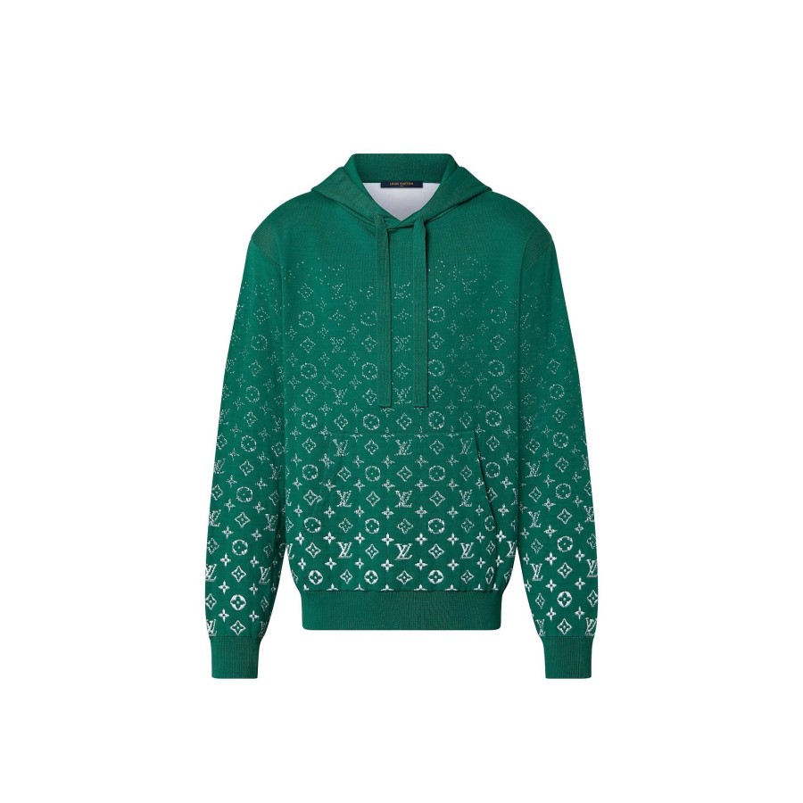 Men Louis Vuitton Knitwear And Sweatshirts | Monogram Gradient Cotton Hoodie Green