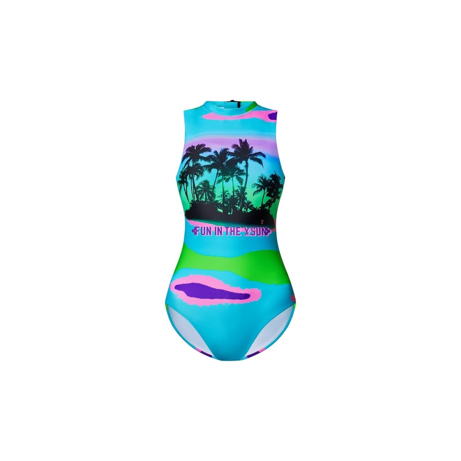 Women Louis Vuitton Swimwear | Epi Print Palm Tree One-Piece Swimsuit