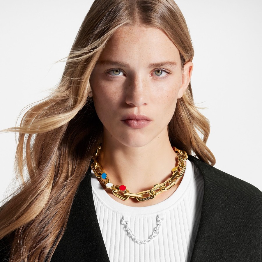 Women Louis Vuitton Necklaces And Pendants | Lv X Yk Lv Edge Painted Dots Necklace