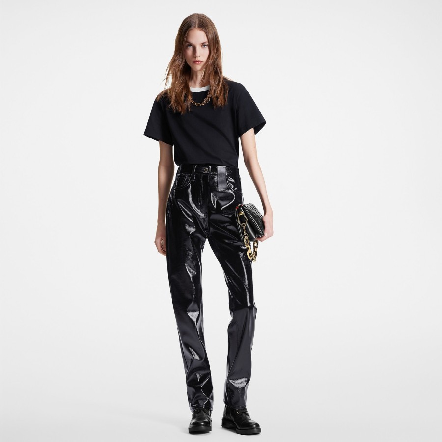 Women Louis Vuitton Tops | Contrast Trim T-Shirt Black