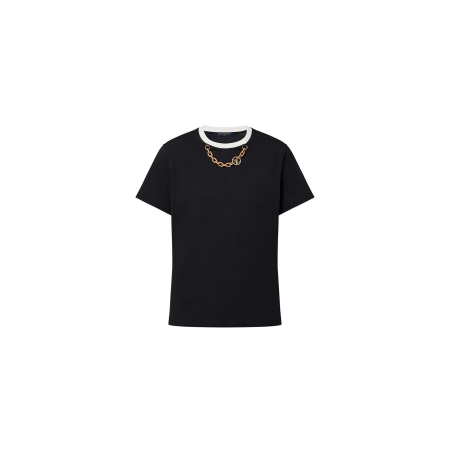 Women Louis Vuitton Tops | Contrast Trim T-Shirt Black