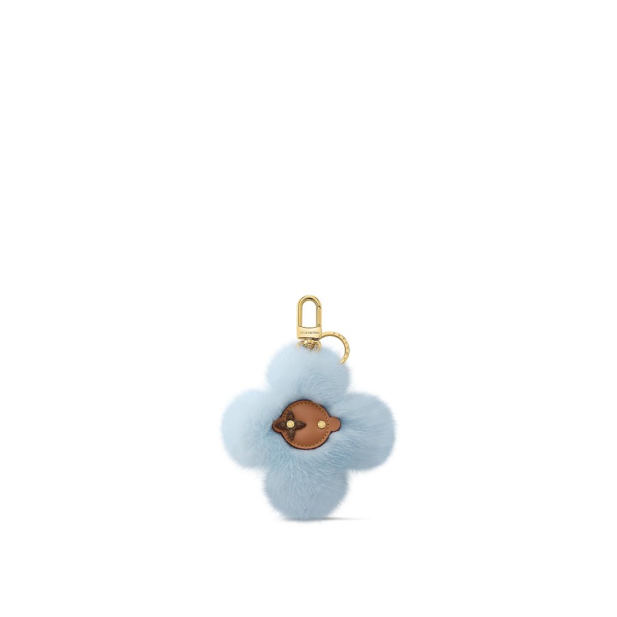 Women Louis Vuitton Key Holders And Bag Charms | Vivienne Fur Key Holder Light Blue