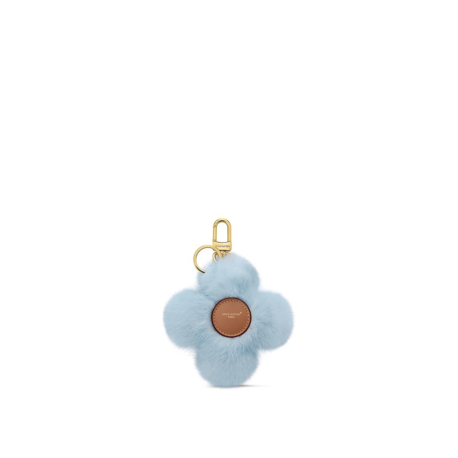 Women Louis Vuitton Key Holders And Bag Charms | Vivienne Fur Key Holder Light Blue