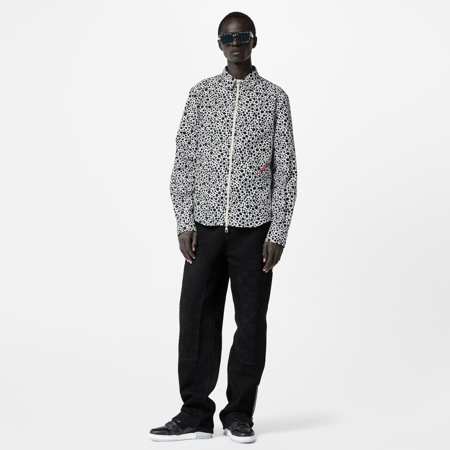 Men Louis Vuitton Shirts | Lv X Yk Infinity Dots Printed Zipped Shirt