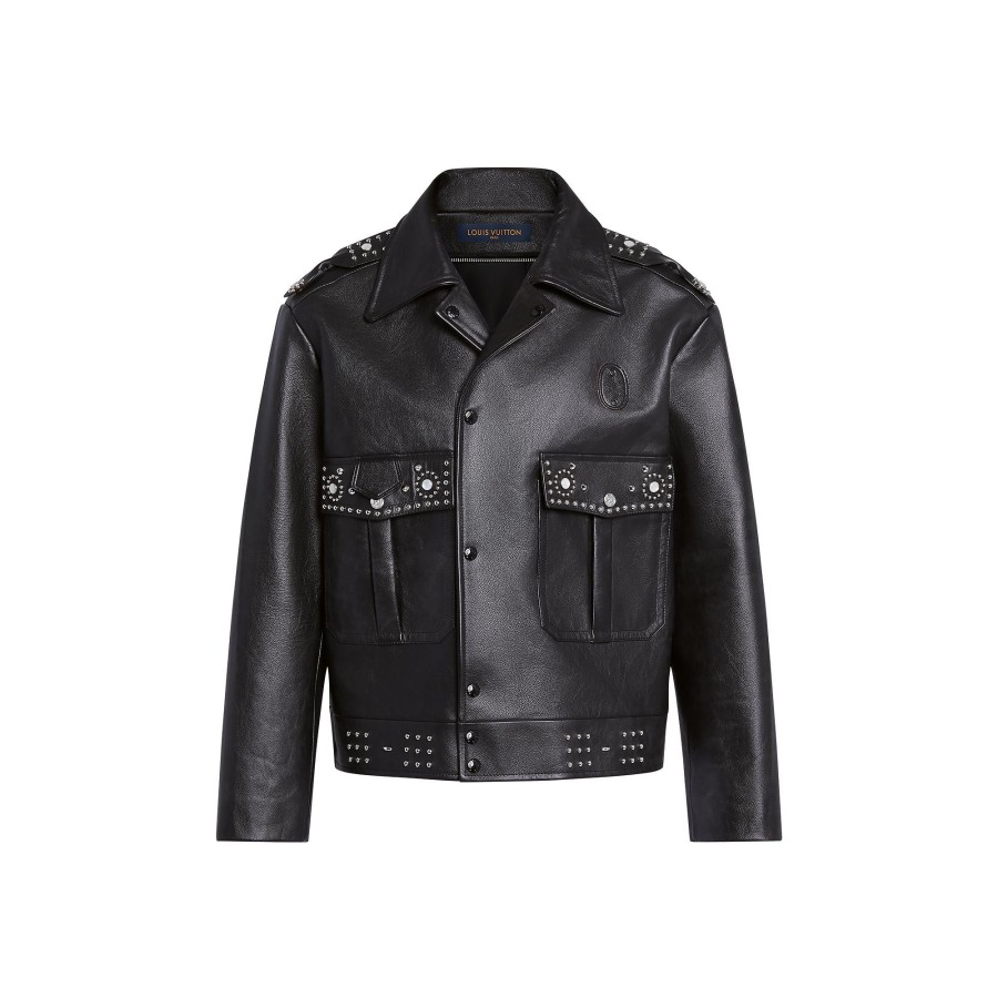 Women Louis Vuitton Coats And Jackets | Studded Calfskin Biker Jacket