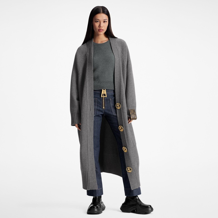 Women Louis Vuitton Knitwear | Oversized Detail Long Cardigan