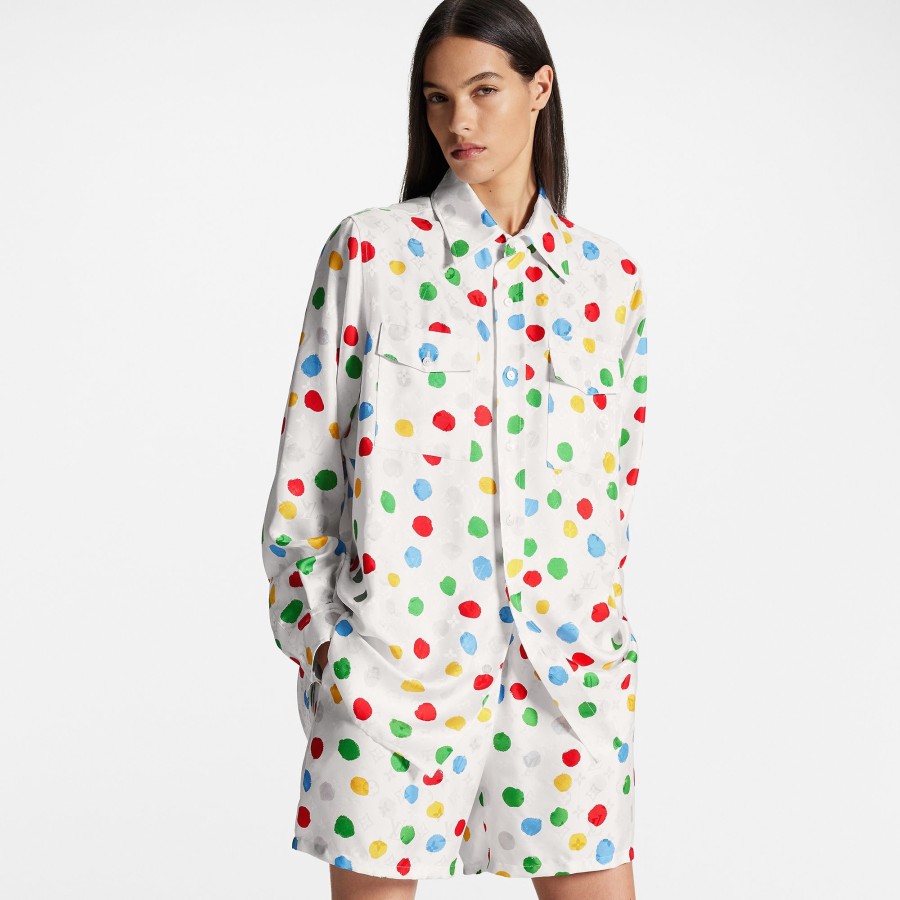 Women Louis Vuitton Tops | Lv X Yk Painted Dots Masculine Shirt