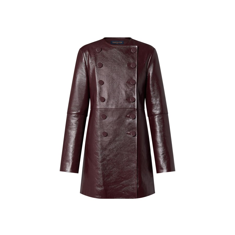 Women Louis Vuitton Coats And Jackets | Leather Pleat Coat