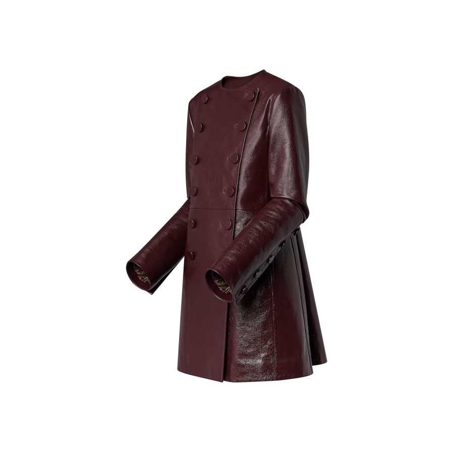 Women Louis Vuitton Coats And Jackets | Leather Pleat Coat