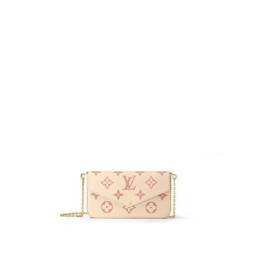 Women Louis Vuitton Chain Wallets | Felicie Pochette Creme/Rose Trianon